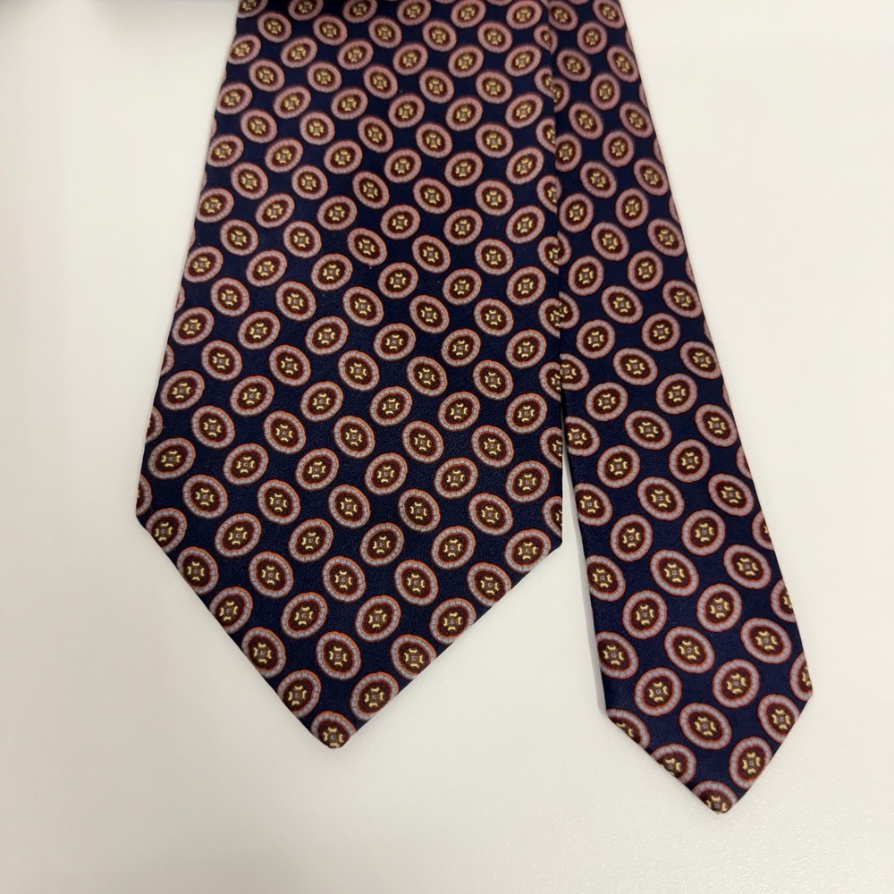 Stefano Ricci Men's Tie Geometric Navy Satin Silk Italy 3 7/8" (W) x 60" (L) euc